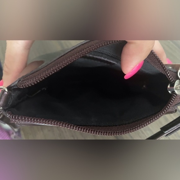 EUC, Beijo Mini-Bag, Dark Brown Patent Leather, Crossbody or Wristlet - Picture 6 of 8